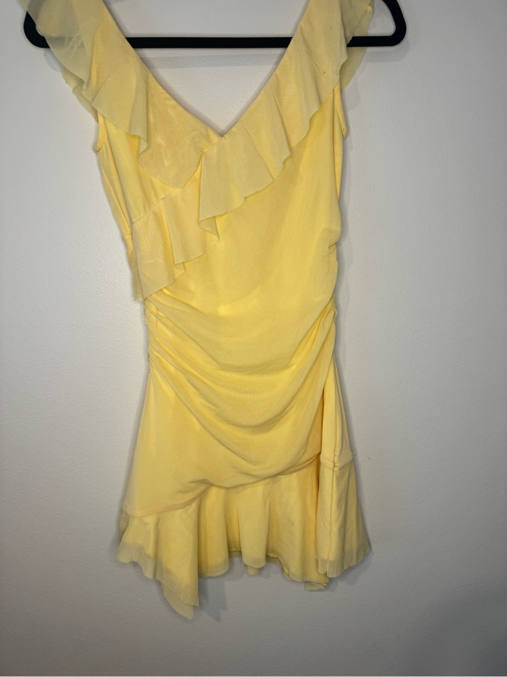 Peppermayo Shona Mini Dress Yellow Ruched Ruffle Mesh Party Dress US 6 NWT - Picture 12 of 12